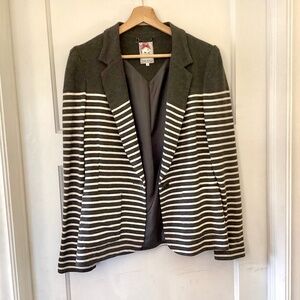 Yoana Baraschi Gray White Striped Blazer Graphite Milk Size M Anthropologie NYC